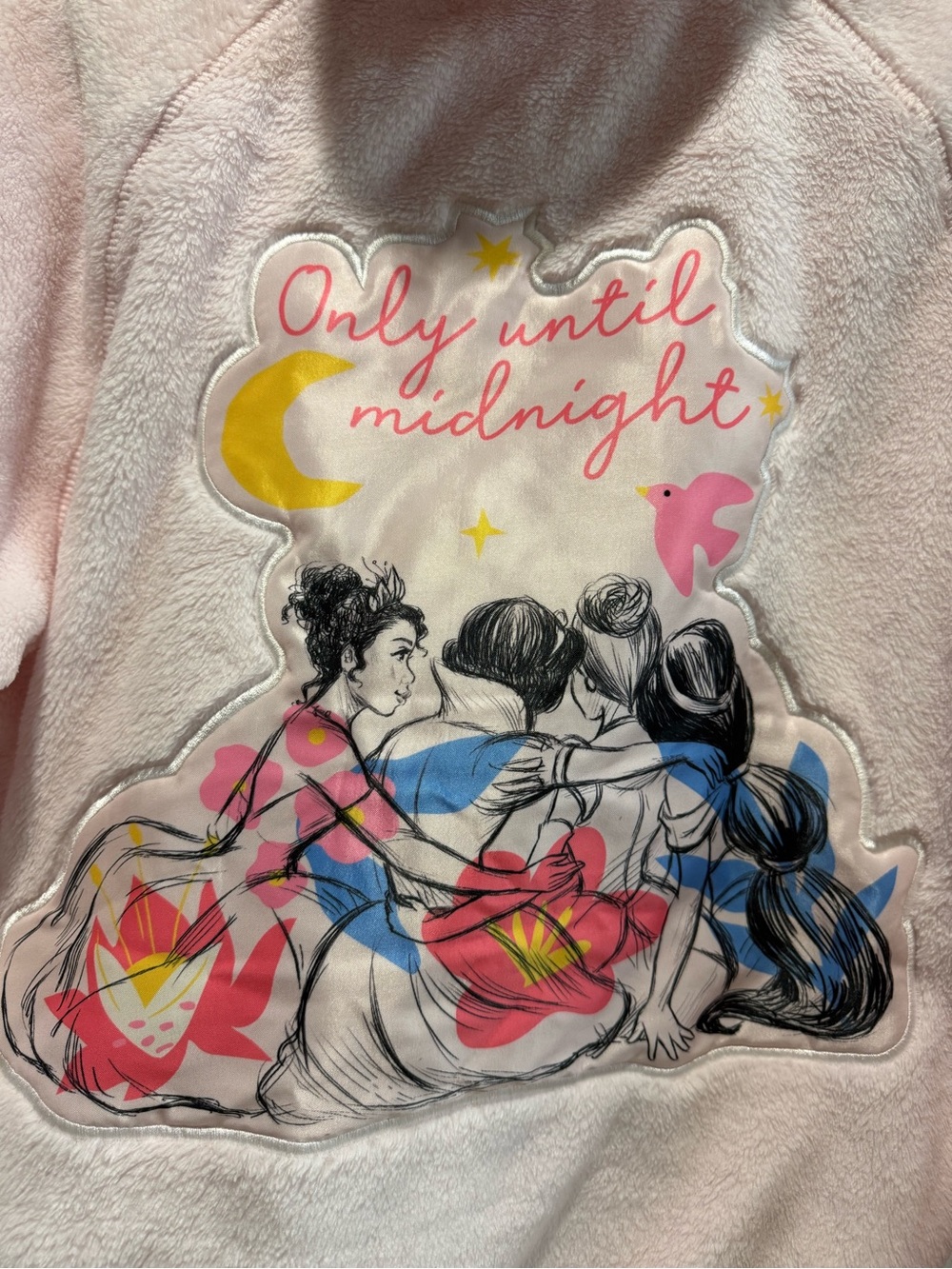Disney Plush Pink Hooded Pullover with Pastel Moon Patch